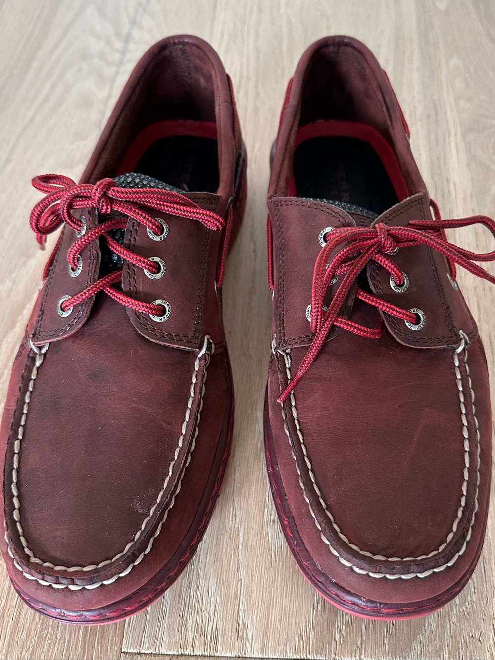 Sperry Men's Deep Red/Burgundy Leather Boat Shoes
